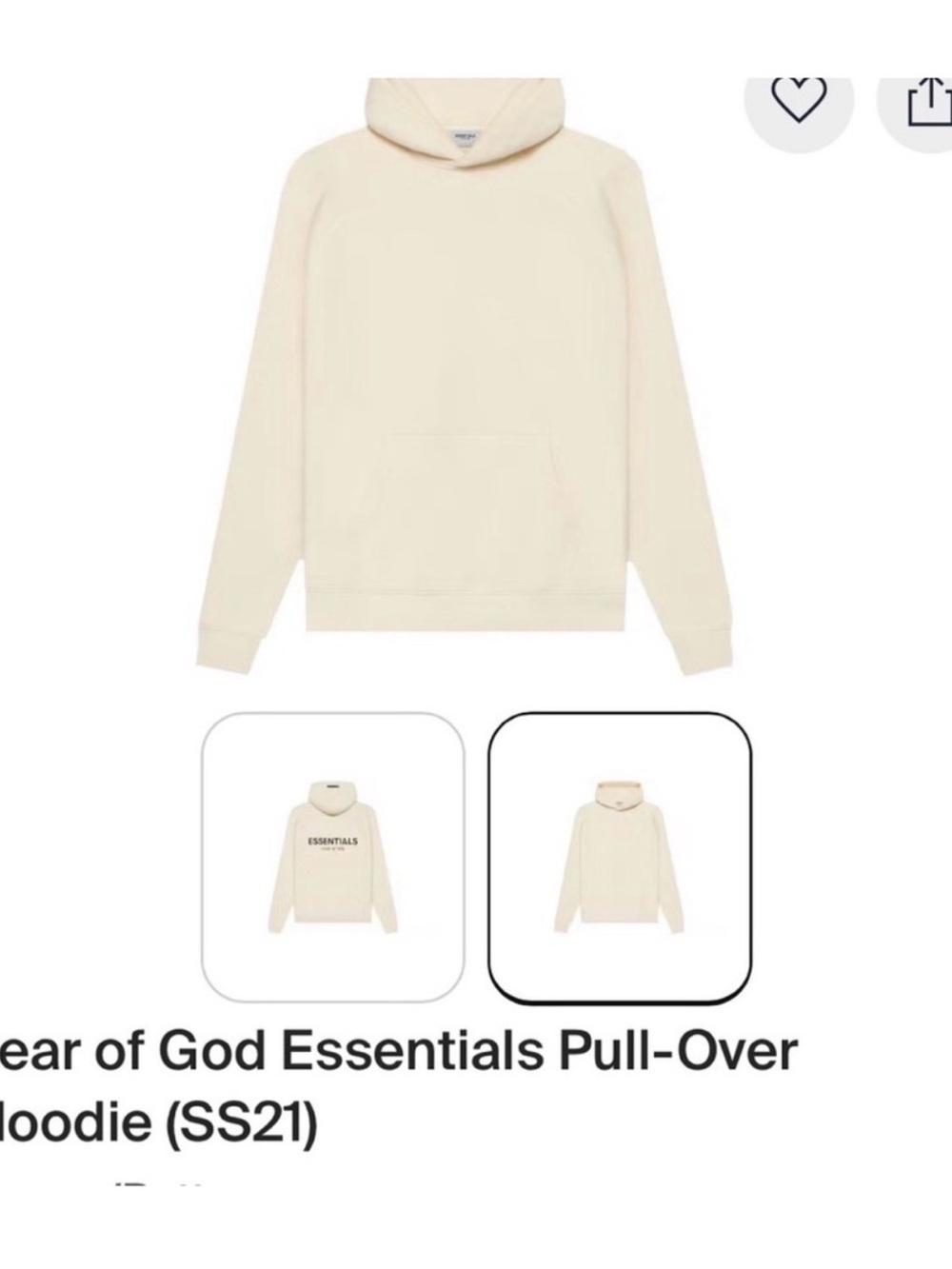 Fear of God Essentials Unisex Cream Hoodie